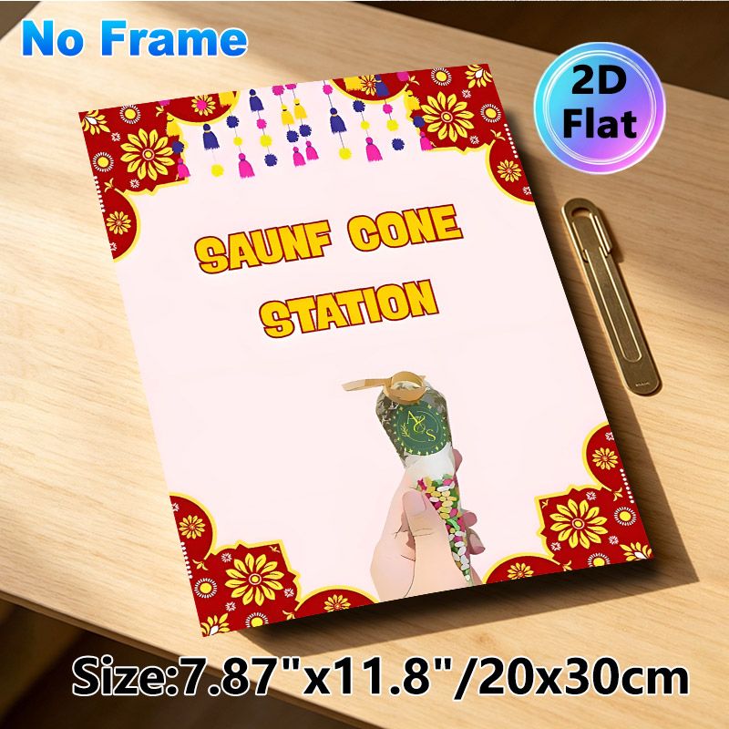 Indian Festive Saunf Cone Station Painting Poster, Colorful Traditional Ornamented Poster, Festive Decorative Piece Suitable For Cultural Gatherings_maomaolike.com