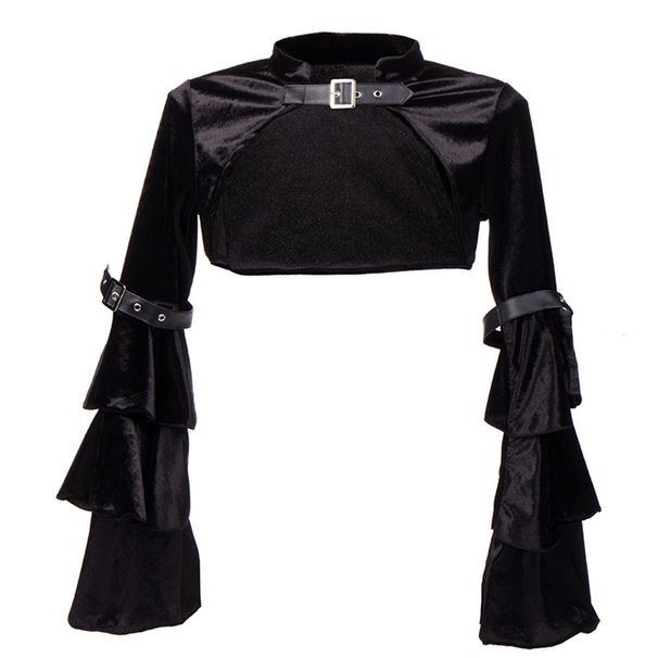 Women's Clothing Short slim dress coat Women's long sleeved small cape waistcoat Spring and autumn casual velvet small outerwear top_maomaolike.com