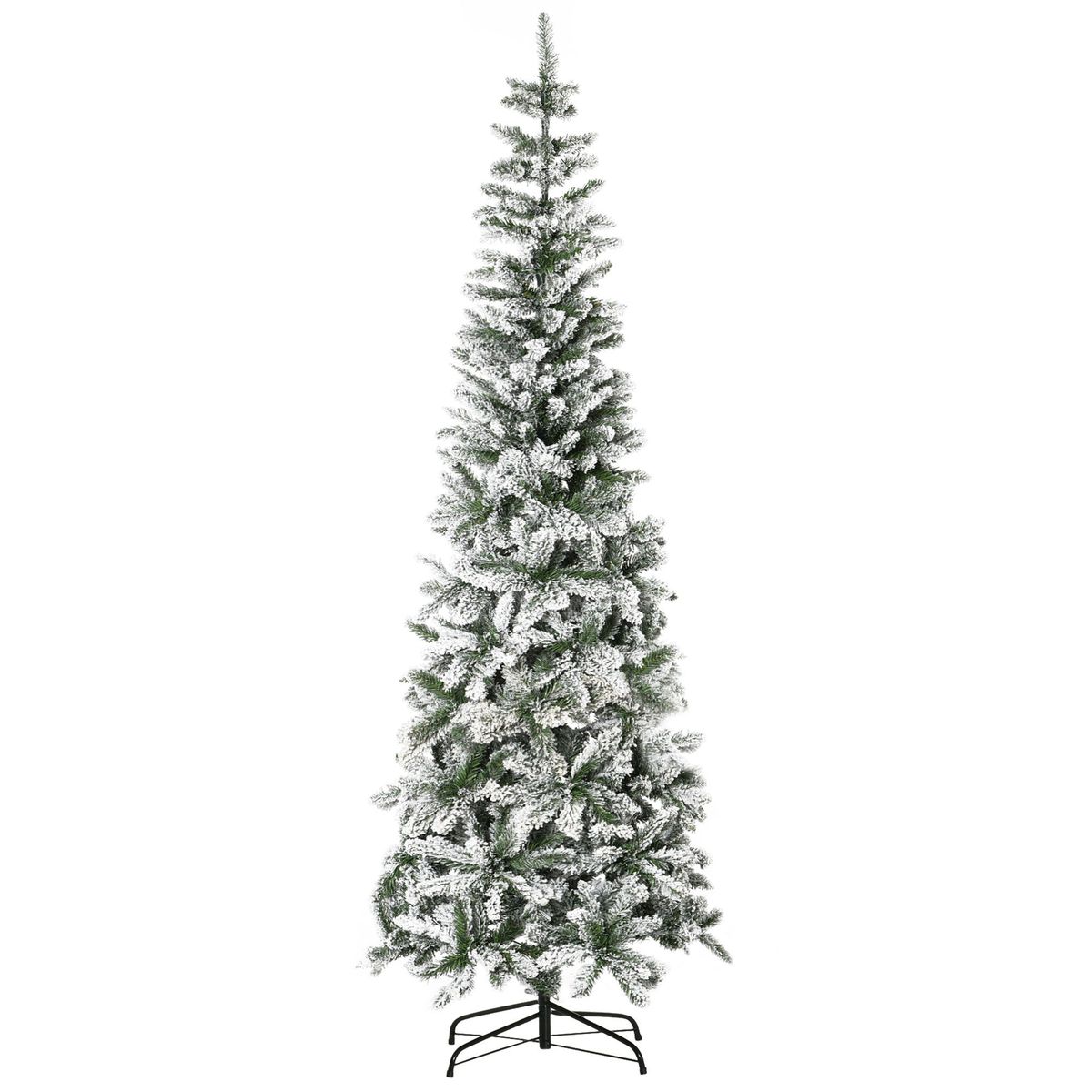 7.5ft Unlit Snow-Flocked Slim Pine Artificial Christmas Tree With Realistic Branches And 668 Tips_maomaolike.com