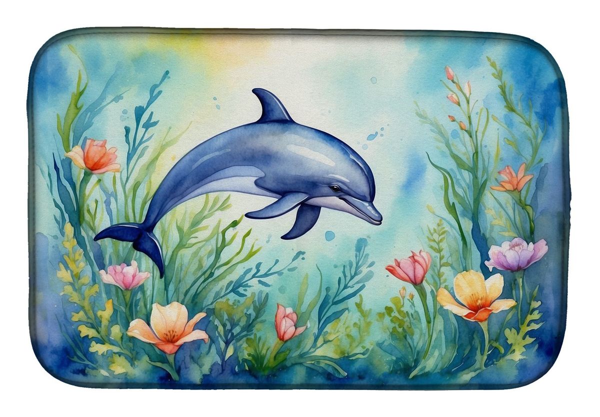Spring Dolphin Dish Drying Mat Absorbent Dish Drying Mat Pad For Kitchen Counter Dish Drainer Mat For Countertop, 14 X 21", Multicolor_maomaolike.com