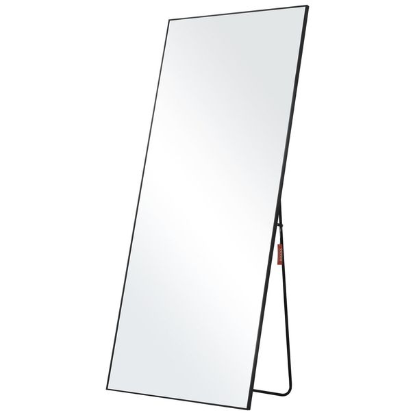 VEVOR Full Length Mirror, 71'' X 31'', Extra Large Standing Hanging Or Leaning Rectangle Floor Tempered Mirror With Stand Aluminum Alloy Frame, Full Body Dressing Mirror For Living Room Bedroom, Black_maomaolike.com