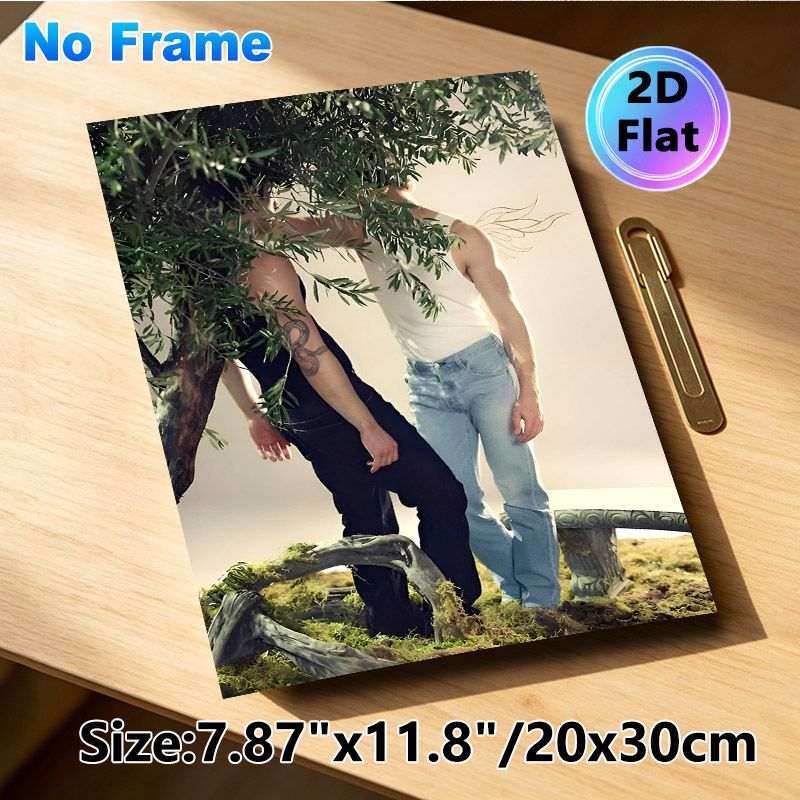Woodland Male Figures Painting Poster, Dreamy Soft-toned Intimate Scene Poster, Stylish Artistic Decor Suitable For Bedroom, Living Room_maomaolike.com