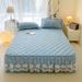 Four Seasons Quilted With Edge Two-in-One Lace Skirt Bed Three-Piece Set Non-Slip Fixed Protective Cover_maomaolike.com