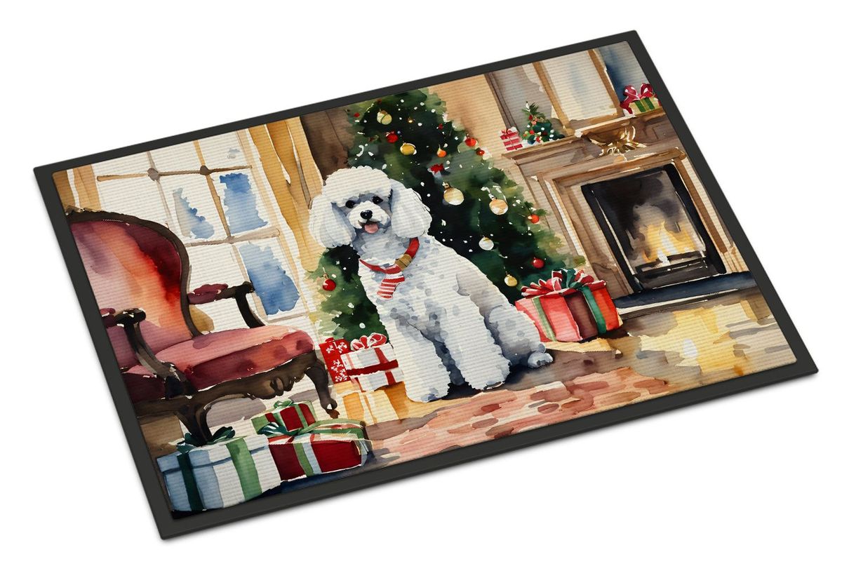 Poodle Cozy Christmas Doormat Front Door Mat Indoor Outdoor Rugs For Entryway, Non Slip Washable Low Pile, 24H X 36W_maomaolike.com