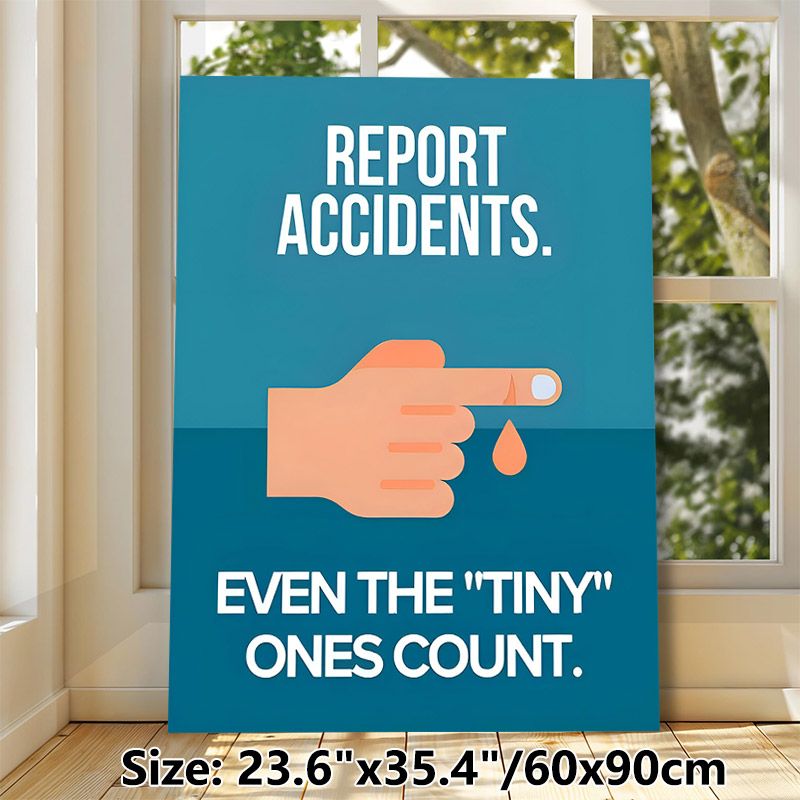 Workplace Safety Report Accidents Painting Poster, Minimalist Flat-design Graphic Poster, Clear Reminder To Report All Accidents Including Minor Ones_maomaolike.com