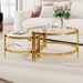 Modern 2 - Piece Gold Finish With Textured Glass Coffee Table Set, Nesting Coffee Table With Tempered Glass For Living Room, 32.75_maomaolike.com