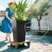 Tall Planters For Outdoor Plants Set Of 3, 24 In Taper Planters With Drainage Holes, Rattan Decor Plant Pots For Indoor Outdoor Front Porch Patio Backyard, Black_maomaolike.com