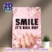 Nail Day & Cherry Blossom Themed Painting Poster, Soft Pink Romantic Cherry Blossom & Glittery Nail Art Poster, Uplifting Positive Message Perfect For_maomaolike.com