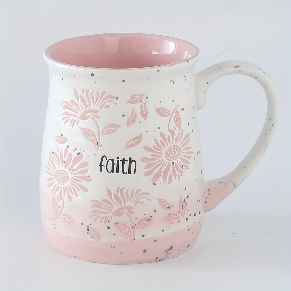 1pcs Large Ceramic Coffee Mugs,20 Oz Ceramic Floral Mugs With Handle,Oversized Tea Cup Coffee Cup_maomaolike.com