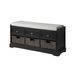Homes Collection Wood Storage Bench With 3 Drawers And 3 Baskets_maomaolike.com