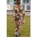 Women's Clothing new long-sleeved leisure vacation two-piece suit INS loose printed pocket solid suit_maomaolike.com