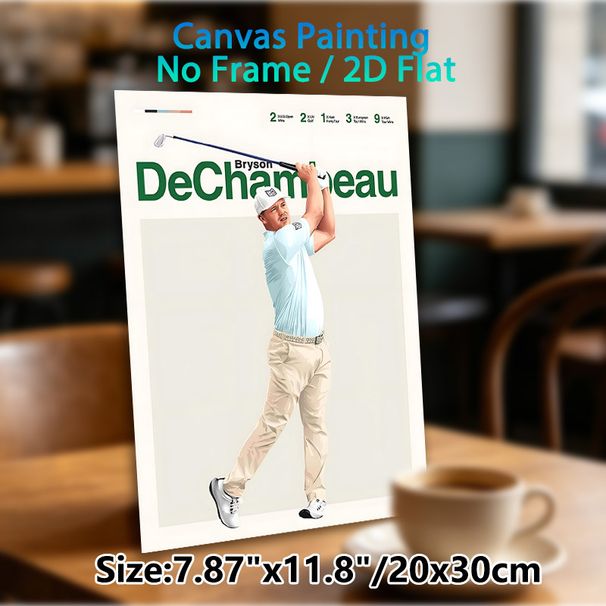 Pro Golfer Themed Painting Poster, Sleek Stylized Graphic Poster, Features Golfer Swing Pose & Career Tournament Stats, Ideal For Home, Golf Club Or_maomaolike.com