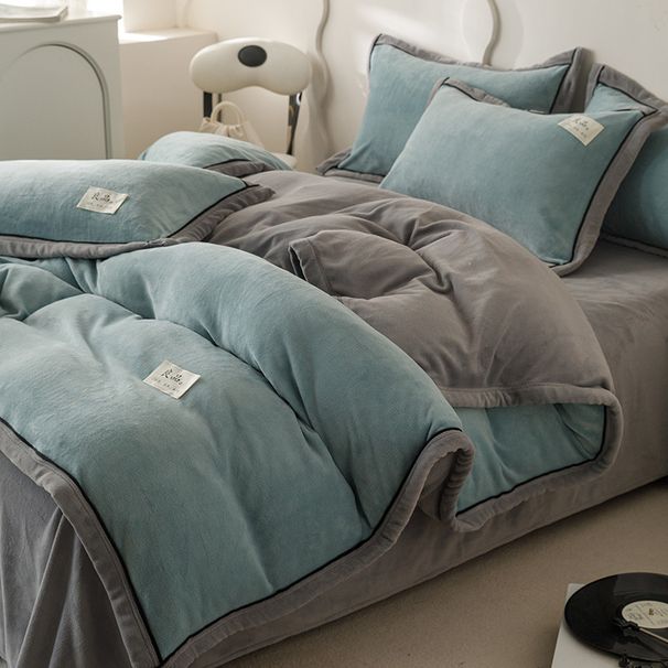 Removable And Washable With Cover Full Set Double Stitched Milk Velvet Winter Lamb Wool Cotton Quilt Thickened Wholesale_maomaolike.com