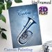 Tuba Themed Painting Poster, Shiny Metallic Blue-toned Poster, Elegant Music-inspired Decor Featuring Glossy Tuba On Starry Textured Backdrop, Ideal_maomaolike.com