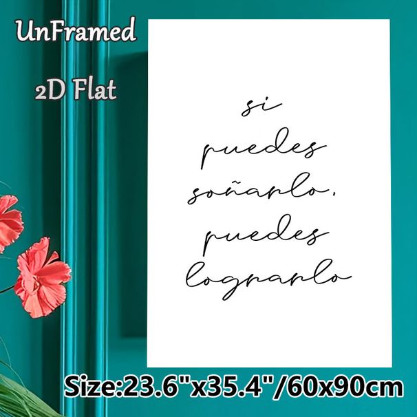 Spanish Motivational Quote Painting Poster, Minimalist Handwritten Black Script Poster, Uplifting Phrase Decor For Home Office, Living Room_maomaolike.com