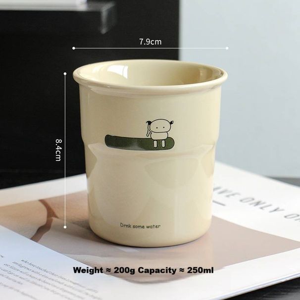 Simple Cute Cream Color Handy Cup Coffee Cup Water Cup Milk Cup Breakfast Cup Hand-held Cup Cartoon Cup_maomaolike.com