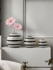 1pc Black And White Stripe Color Matching Ceramic Ball Vase Is Suitable For Small Fresh Style Design Scene Ornaments Flower Arrangement Vase_maomaolike.com