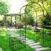 Metal Garden Arch With Two Plant Stands 79.5'' Wide X 86.6'' High Climbing Plants Support Rose Arch Outdoor Black_maomaolike.com