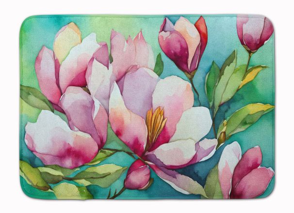 Louisiana Magnolias In Watercolor Memory Foam Kitchen Mat Machine Washable Anti-Fatigue Mat Cushion Comfort Bath Mat Or Kitchen Rug_maomaolike.com