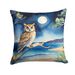Owl Perched In Coastal Tree Throw Pillow Machine Washable, Indoor Outdoor Decorative Pillow For Couch, Bed Or Patio, 14Hx14W_maomaolike.com