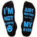 Unisex Black and white dotted eyelashes sleeping face socks i'm not sleeping just resting_maomaolike.com