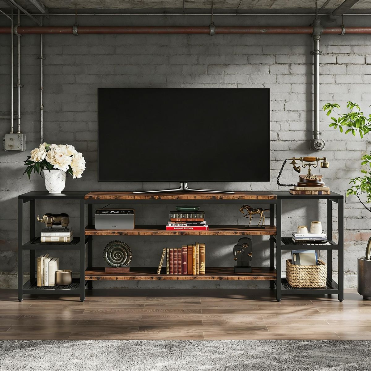 TV Stand, 3-Tier Media Entertainment Center For TV Up To 85"_maomaolike.com