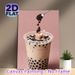 Surreal Boba Milk Tea Painting Poster, Whimsical Artistic Poster, Eye-catching Creative Design Featuring Figure Soaking In Boba Milk Tea, Ideal For_maomaolike.com