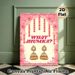 Jhumka Earring Themed Painting Poster, Vibrant Pink Floral Indian Style Poster, Cultural Aesthetic Design With Ornate Jhumka Earrings, Ideal Decor For_maomaolike.com