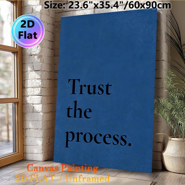 Trust The Process Inspirational Painting Poster, Minimalist Dark Blue Textual Poster, Motivational Wall Decor Ideal For Home Office, Living Room_maomaolike.com