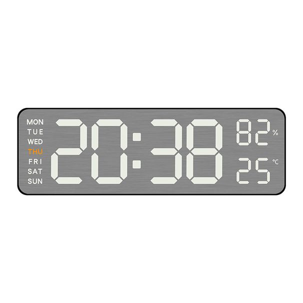 Metal Brushed Feel Wall New Multi-Functional LED Electronic Hot Selling Simple Alarm Clock_maomaolike.com