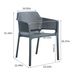 3 Piece Plastic Arm Chair Bistro GRS Premium Ocean Plastic, Charcoal_maomaolike.com