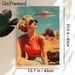 Retro UFO & Pin-up Girl Painting Poster, Vibrant Vintage Retro Style Poster, Nostalgic Desert Scene With Flying Saucer, Ideal For Living Room, Bedroom_maomaolike.com