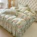 Korean Princess Style Fitted Sheet Bed Skirt Three-Piece Pure Cotton Duvet Cover Non-Slip Quilted Bedspread Single Piece Four-Piec_maomaolike.com
