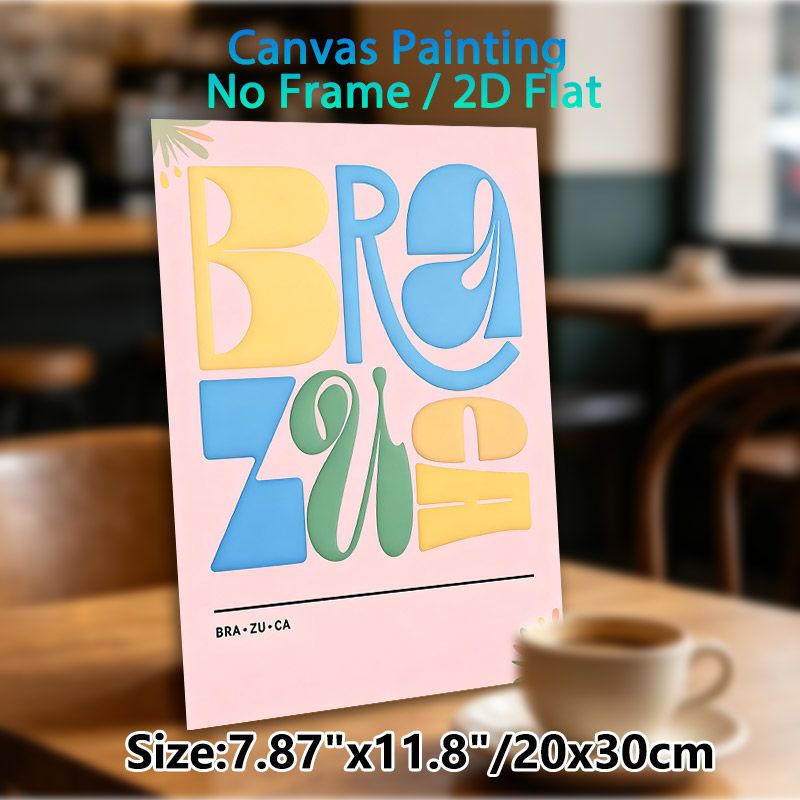 Art Typography "BRA ZU CA" Painting Poster, Vibrant Colorful Abstract Typographic Poster, Eye-catching Decorative Piece Ideal For Living Room, Bedroom_maomaolike.com