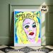 Stylized Portrait Painting Poster, Vibrant Bold Hand-painted Face Poster, Eye-catching Colorful Artistic Decor For Bedroom And Living Room Wall_maomaolike.com