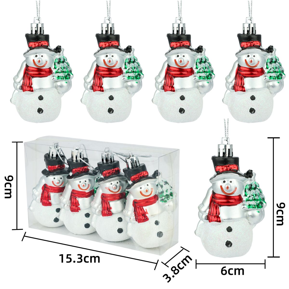 4pcs/box Christmas Tree Decoration New Christmas Nordic Painted Hanging Resin Pendant Snowman Hanging Creative_maomaolike.com