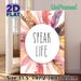 "Speak Life" Feather Themed Painting Poster, Watercolor Soft-hued Feather Framed Inspirational Text Poster, Uplifting Message Decor Ideal For Home_maomaolike.com
