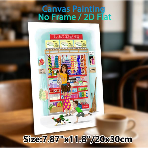 Sari-Sari Store Themed Painting Poster, Colorful Whimsical Neighborhood Grocery Scene Poster, Warm Nostalgic Artwork Ideal For Home, Kitchen And_maomaolike.com
