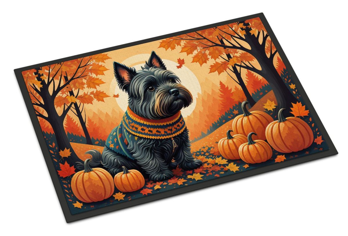Scottish Terrier Fall Doormat Front Door Mat Indoor Outdoor Rugs For Entryway, Non Slip Washable Low Pile, 24H X 36W_maomaolike.com
