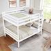 Full Over Full Bunk Bed With Ladder,Wooden Bunk Bed With High Guardrail And Ladder For Kids, Teens, Dorm Rooms, And Guest Rooms,No Box Spring Needed,White_maomaolike.com