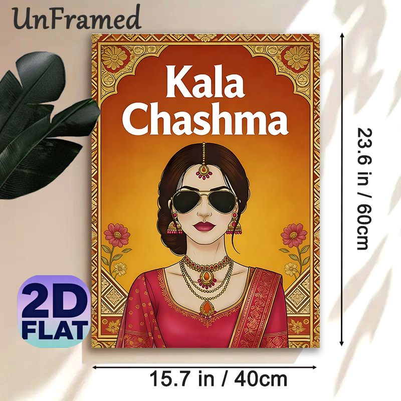 Kala Chashma Indian Traditional Painting Poster, Vibrant Ethnic Style Poster, Eye-catching Cultural Design Featuring Woman In Traditional Attire With_maomaolike.com