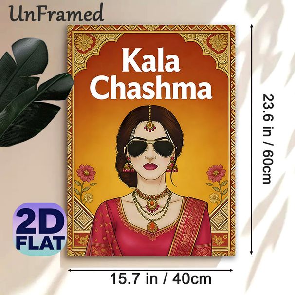 Kala Chashma Indian Traditional Painting Poster, Vibrant Ethnic Style Poster, Eye-catching Cultural Design Featuring Woman In Traditional Attire With_maomaolike.com