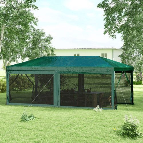 Outsunny 10' X 20' Party Tent, Outdoor Wedding Canopy & Gazebo With 6 Removable Sidewalls, Shade Shelter For Events, BBQs, Green_maomaolike.com