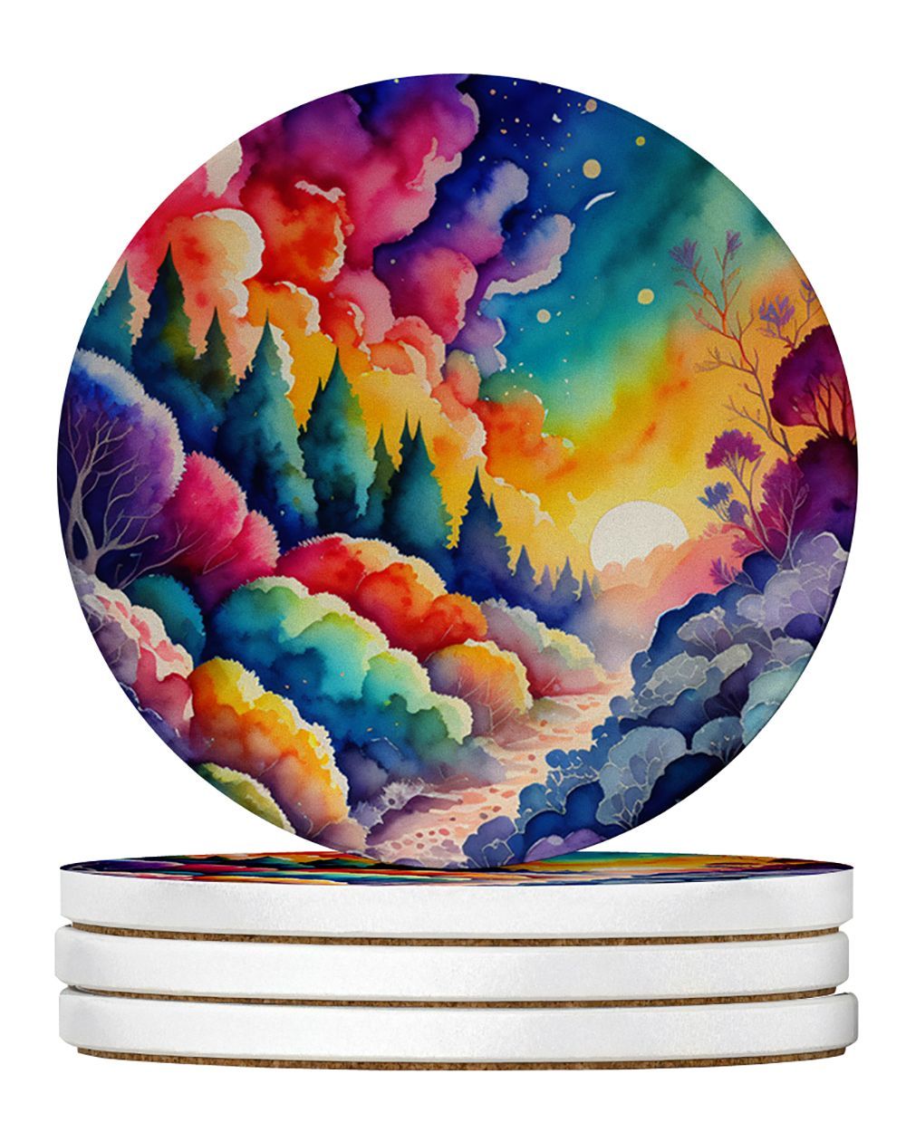 Colorful Dusty Miller Large Sandstone Coasters Pack Of 4 Absorbent Round Coasters Decor Gifts For Men Or Women, 4 In, Multicolor_maomaolike.com