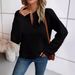 Women's Clothing solid color deep V neck splicing long sleeved women's casual sweatshirt_maomaolike.com