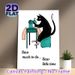 Sewing Cat Painting Poster, Adorable Cartoon Black Cat Using Sewing Machine Poster, Playful Pun Design, Suitable For Sewing Room And Craft Space_maomaolike.com