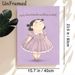 Cute Chubby Cartoon Girl Painting Poster, Soft Purple-toned Whimsical Poster, Warm Playful Artwork Of Girl In Striped Dress, Ideal Decor For Bedroom_maomaolike.com