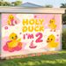 2nd Birthday Party Banner - 2D Flat Polyester Backdrop With Little Yellow Duck Theme, Wall Hanging Photo Props, Party Decor_maomaolike.com
