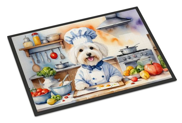 Coton De Tulear The Chef Doormat Front Door Mat Indoor Outdoor Rugs For Entryway, Non Slip Washable Low Pile, 24H X 36W_maomaolike.com