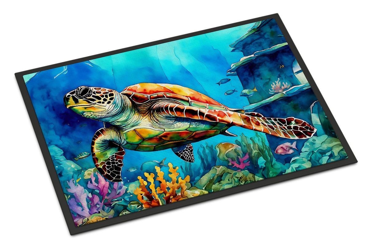 Loggerhead Sea Turtle Doormat Front Door Mat Indoor Outdoor Rugs For Entryway, Non Slip Washable Low Pile, 24H X 36W_maomaolike.com